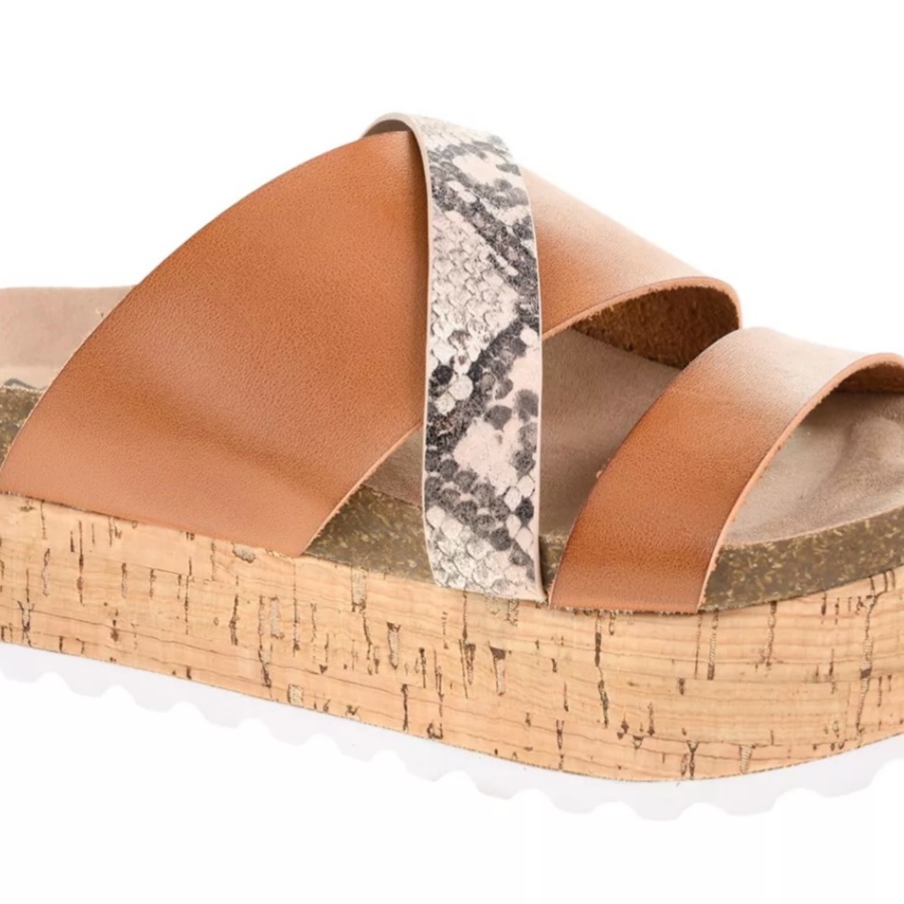 Dirty Laundry Tan and Snake Print Platform Sandals
